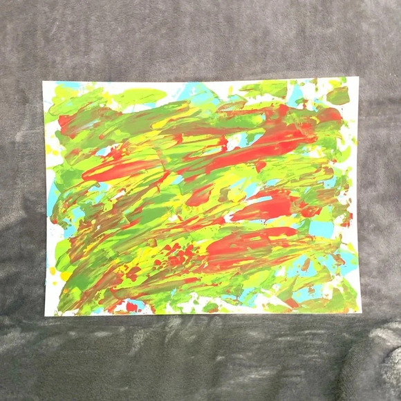 9”x12” Original Artwork! Blue, red, yellow, green - Picture 2 of 8
